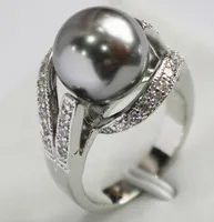 2019 nuevo estilo gris 12mm plata de färg incrustaciones perla anillos de moda regalo para mujeres