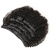Siyah Kadınlar Gerçek Brezilyalı Virgin İnsan Saç Klip Ins 7pcs / set için saç uzatma Afro Kinky Kıvırcık 3B 3C Klip (16 i