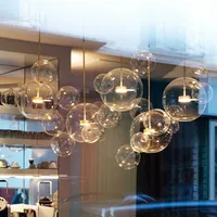 Clear Glass Ball Salon Room Żyrandole Sztuka Deco Bubble Lampa Odcienie Żyrandol Nowoczesna Oświetlenie Kryty Restauracja Iliminacao