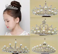 12 unids Brillo de diamantes de imitación y perla diadema tiara joyas de pelo corona accesorios para adolescentes Princess for Head Dia 11.5 cm