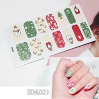 10 vellen / stuks 14 tips Volledige Nail Art Polish Stickers Kit Shiny Pailletten Sticker Kerstmis Zelf-Ahesive False Nail Designs Manicure Set