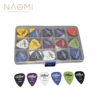 Naomi Guitar plockar 100pcs akustisk elektrisk gitarr plockar plectorum olika 6 tjocklek + pick box gitarr delar tillbehör nytt