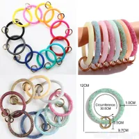 2 Styles Gold Powder in Silicone Bangle Key Ring Wrist Sports Keychain Bracelet Round Key Rings Colorful Keyring Hot Products