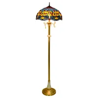 Nordic Creative Lamps Blue Dragonfly Tiffany Stained Glass Living Room Bedroom Bar Club Pure Copper Art Floor Lampa TF076