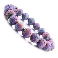 Electroplate 10MM Lava Stone Beads Bracelet Diy Aromatherapy Aceite esencial Difusor Hombre y Mujer Pulsera