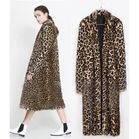 Lanshifei Young Girl Faux Fur Coat Long Coat Pelliccia Woman Short Fur Jacket Women Europe X-Long Leopard Faux Jacket