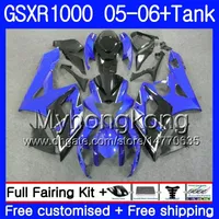 + Tank dla Suzuki GSXR 1000 1000CC GSX R1000 Błyszczący Blue Hot 2005 2006 Bodyork 300HM39 GSX-R1000 GSXR-1000 1000 CC K5 GSXR1000 05 06 Owalnia