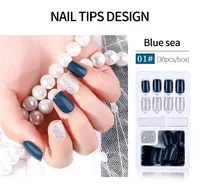 Fashion 30pcs återanvändbar glitter False Nail Artificial Tips Set Full omslag för dekorerad design Tryck på Nails Art Fake Extension Tips Kit