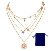 Mode Halskette Stern Multilayer Halskette Geburtstag Freundschaft Schmuck Muttertagsgeschenk (Gold) Voller Diamant Star Star Multilayer Halskette