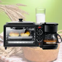 3 in 1 Elektrisch ontbijt Machine Multifunctionele Koffiezetapparaat Koekenpan Mini Oven Huishouden Brood Pizza Oven Koekenpan