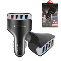 QC 3.0 Сотовый телефон Автомобильное зарядное устройство 4 USB-порт Адаптер быстрой зарядки Smart Charger 12 В 3.1A Для iPhone Android Samsun