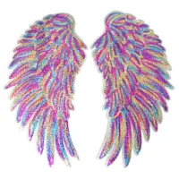 ゴールドシルバーレインボースパンコール羽の天使の羽はパッチ33cmのドレスジーンズシャツのためのパッチ33cmを縫う