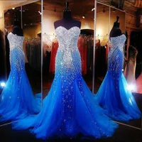 Royal Blue Sexy Elegante Sirena Prom Dresses per Pageant Sweetheart Donne Lungo Tulle Formal Dress Women Evening Party Gowns