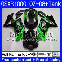Kit+Tank For SUZUKI GSX R1000 GSXR-1000 GSXR 1000 2007 2008 301HM.59 GSX-R1000 Green black hot 07 08 Body K7 GSXR1000 07 08 Fairing 7Gifts