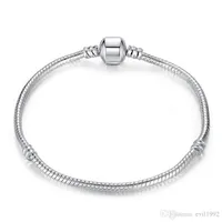 1 stücke Drop Shipping Silber Überzogene Armbänder Frauen Schlangenkette Charme Perlen Für Pandora Perlen Armreif Armband Kinder Geschenk B001