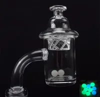 25mm Spin Quartz Banger Set med TERP Pearl Quartz Ball Insert och Spinning Carb Cap Domeless för rökning Rör glas Bong
