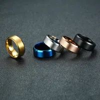 2019 einfaches design glasur personalisierte ring 8mm schwarz / silber / gold / blau / rosegold glänzend titanium ringe schmuck für männer frauen paar größe 6-13
