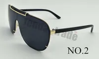 2019 الأزياء الأسود النظارات الشمسية المرأة إطار كبير معدن نظارات الرجال قطعة واحدة غطاء مرآة شكل نظارات الشمس المغلفة 3 ألوان موك = 5 قطع