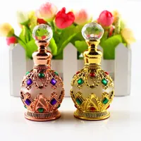 Groothandel 15 ml vintage metalen parfumfles arabische stijl essentiële oliën druppelaar fles container Midden-Oosten wieden decoratie cadeau
