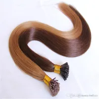Top Grau Stick I Dica Extensões de Cabelo 16-24 "0.8gr Strand 200strandas Lot Keratin Grosso Indian Virgin Hair