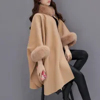 XXL Plus Size Długi płaszcz zimowy Kobiety Bawełniana Płaszcz Wielbłąd Poncho Knitwear Szal Cape Feminino Ciepłe Odzież Odzież Poncho Femme