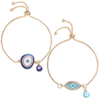 Nieuwe mode Goud/Sliver Hart Blue Evil Eye Eye Bracelet Charm Trendy Verstelbaar voor vrouwelijke sieradencadeau