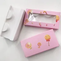 Lollipop Box 24 Stunden Shipp Custom Packaging Private Label Leerer Karton Papier Kasten Dramatisch 25mm Mink Wimpern Natürliche lange falsche Wimpern