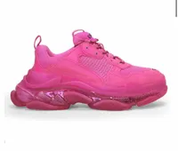 트리플 S 핑크 새 버전 지우기 단독 트리플 디자이너 스니커즈 배 빈티지 Chaussette 여성 신발 남성 최고의 가격 신발