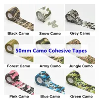 Protective Camouflage Tattoo Grip Bandages 50mm Self Adhesive Elastic Camo Wraps Sport Protection 2 Inch Tapes Grip Accessories 12 Rolls