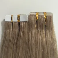 16 " - 22" European Natural Straight Tape On Human Remy Skin Weft Hair 120pcs Invisible Seamless Injection Hair Extensions Ash Blonde Color 18# Brown 4# Alternativ