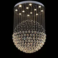 K9 lustres de cristal lustre grande bola lâmpada acende lustres moderno para sala GU10 3W LED lustre de cristal