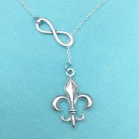 Infinity Lariat Fleur de lis collana pendenti vintage argento dichiarazione choker collano collane a catena per gioielli da donna regalo squisito