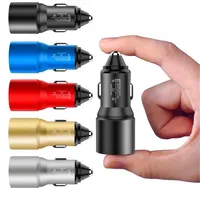 Universal 5V 2.1A Dual Usb ports Alloy Metal Car Charger Auto Power Adaptor For iphone Samsung huawei