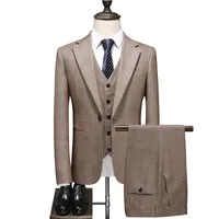 بدلة رجالية الرجال زر واحد ضئيلة جنتلمان بدلة ثلاث قطع (سترة السراويل سترة) الرجال الأعمال مكتب الأعمال عارضة الدعاوى