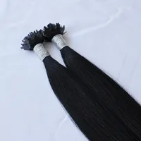 Grad-10a Dubbeldragen svart färg 1 # Hårförlängningar Brasiliansk fläktspets Remy Hair Rak 200g Mänskliga hårförlängningar