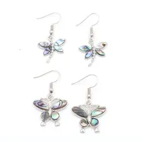 10 Paare einzigartige Silber überzogene Baumeln Ohrringe Abalone Muschel Schmetterlingsform Für Frauen Libelle Insektenschmuck