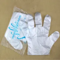 DHL 100Pcs=1Set Disposable HDPE Poly Gloves Polyethylene Food Service Disposable Gloves One Size Fits All Non-toxic Poly Gloves for Catering