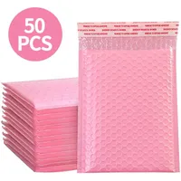 50 st rosa förpacknings kuvertbubble mailare vadderade kuvert fodrade poly mailer självtätning fraktpåse användbar 13x18 cm