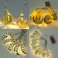Eid al-Fitr LED String Light 10 LED String Light Islamico Eid Ramadan Decor Golden Moon Star Lanterna Decorazione domestica Ramadan Party Supplies
