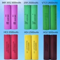 Batterie rechargeable 18650 pour la lampe de phare 25R He4 He4 2500mAh InR 30Q HG2 3000MAH VTC5 2600MAH Batteries de piles au lithium 3600mAh Boîte d'emballage FJ752