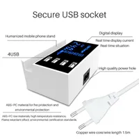 4-Port-USB-Multi-Port-Mobiltelefon-Ladegerät flach intelligentes LED-Anzeigen-Ladegerät Netzteil-Zeilen-Plug CDA26 für: iPhone Samsung Huawei Free Shippi