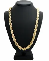 Hip Hop Rope Chain Necklace 14k Gold Plated 10mm 24&quot; inch