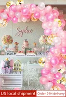 Rosa Balloon Garland Kit - 115 pezzi rosa bianco e oro palloncini per il compleanno delle decorazioni pastello neonata Arch
