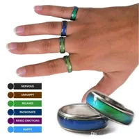 Hot Selling Mix Size Mood Band Ring Ändrar färg till din temperatur avslöja dina inre känslor billiga mode smycken