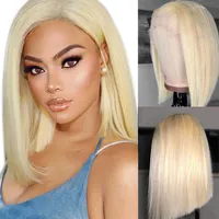 ISHOW 613 Blond Färg 13 * 1 T Lace Front Wig Human Hair Wigs Natural Black Bob Brazilian Peruvian Straight For Women Alla åldrar 8-28inch