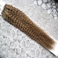 Mongolian Kinky Curly Loop Micro Ring Human Hair 100g Micro Bead Links Virgin 100% Human Hair Products Extensions 100g