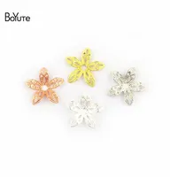 BoYuTe Wholesale (200 Pieces/Lot) 7 Colors Metal Brass Stamping 15MM Filigree Flower Bead Caps DIY Jewelry Findings