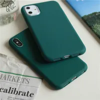 Dark Green Matte Phone Case For iphonephone 11 Pro XS Max XR X 8 7 6S 6 Plus SE 5 5S Silicone Cases Solid Color Soft TPU Back Cover