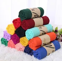 Women Solid Sarong Scarves 180*55cm Plain Silk Scarf Cotton Linen Sunscreen Shawl Soft Wrap Beach Scarf L-OA6239