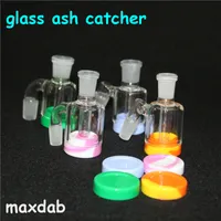 Gaminahs 3,5 pouces Glass Ash Catcher avec 14 mm 18 mm 7 ml de r￩cipient en silicone Reclameur ￩pais Pyrex Ashcatcher pour les bangs de l'eau